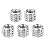 PATIKIL 1/4" メス から 3/8" オス 変換 ネジ アダプター 5個 セット 三脚 ネジ アダプター マウント カメラ モノポッド ビデオ DSLR SLR マイク スタンド 用 シルバー