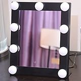 LED 9電球Vanity Lighted Hollywood Makeup Mirror with Dimmerステージスマートタッチ画面デスクトップミラー&コスメティック2つ電源供給モード、電池は