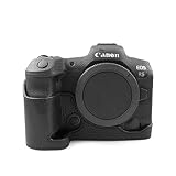 kinokoo ミラーレス一眼カメラ EOS R5/EOS R6専用ケース EOSR5/EOSR6カバー ボディー保護 ハーフケース 本革（ブラック)