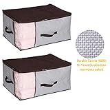 iTIDY 収納袋 プレミアム生地 透明窓 持ち手付き 衣類 布団用 2個セット ライトグレー