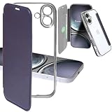 Carrier-City iphone用 17 ケース 手帳型 背面クリア 薄型 透明 軽量 カバー かわいい オシャレ カードポケット カードケース スマホケース (iphone用 17, ネイビー)