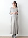 Angeliebe エンジェリーベ マタニティ ワンピース 授乳口付き とろみ素材 ボートネック ワンピ 妊婦服 産前 産後 長袖 S ～ M 杢 グレー 21763 21763201