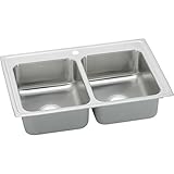 Elkay BPSR23171 1-Hole Gourmet Double Basin Drop-In Stainless Steel Kitchen Sink, 17-Inch x 23-Inch 