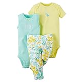 (カーターズ) Carter's 新生児 ベビーウエア3ピースボディースーツ&パンツセット カラー:ブルー 6M(身長61-67cm) [並行輸入品]