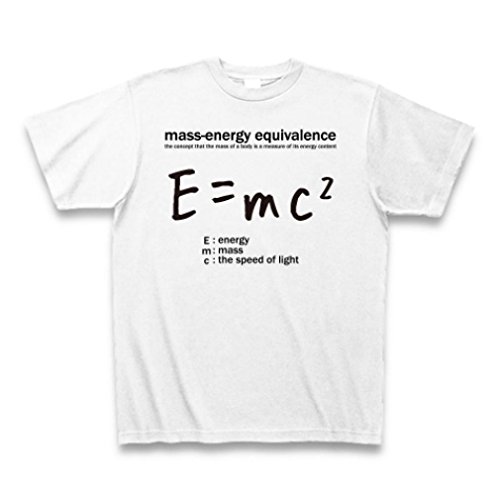 (クラブティー) ClubT 科学Tシャツ：E=mc2(エネルギー、質量、光速の関係式)：アインシュタイン・相対性理論：学問・物理学・数学 Tシャツ(ホワイト) M ホワイト