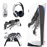 PlayVital ps5コンソール本体（ディスクバージョン）に対応用ステッカーシール、ps5コントローラー＆ヘッドセット＆リモコン&充電ステーションに対応するステッカービニールシール【ミストボーン ドラゴン】