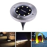 MKchung 4pcs 8LED 太陽光発電 地中埋込型ライト ガーデンライト 屋外 ガーデン デッキランプ アウトドア用ライト (暖かいホワイト)