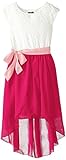 Zunie Big Girls' Lace To Chiffon Dress with Double Tulip Skirt Ivory/Cranberry Medium/10-12 [並行輸入品]