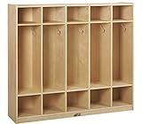 ECR4Kids Birch 5-Section Coat Locker, Natural [並行輸入品]