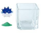 花市場直送便 ミニチュアガラス ハリセンボン ディープブルー & カラーサンド グリーン & 植え込み用グラス ニューブロックS