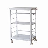 棚位置自在キッチンワゴン (ホワイト) 【奥行30cm・隙間収納/取っ手付き】