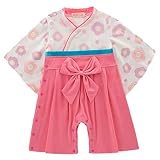 Sunyam ベビー着物 女の子 ゆかた 袴風 ロンパース 和装 和服 キッズ 幼児 女児 綿 春秋(9M-3歳)