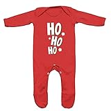 (フロソ) FLOSO 赤ちゃん・ベビー用 クリスマス Ho Ho Ho 長袖ボディースーツ 長袖ロンパース カバーオール ベビー肌着 パジャマ (6-12ヶ月) (レッド)