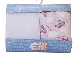 Snugly Baby Fitted Crib or Toddler Bed Sheet - Planes Print and Light Blue Solid Sheet by Snugly Bab