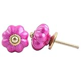 IndianShelfのセット2ハンドメイドセラミックネオンピンクドアハンドルドレッサーノブ引き出しPulls 20 Knobs of 1.5" SCMK-165-3-20