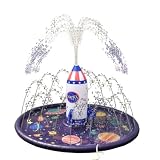Quxxuol 噴水マット プレイマット 噴水プール 水遊び 噴水ロケット スプレーパッド 子供用 ペット 屋外用水遊びおもちゃ (パープル)