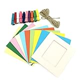 Creazy壁デコDIYクリエイティブミニ紙フォトフレームMini Colored Clothespins Twine dfg96-f