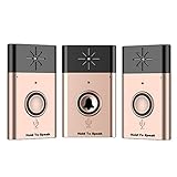 MagiDealワイヤレスドアチャイムドアチャイムW /音声インターコム1送信機+受信機2 Golden