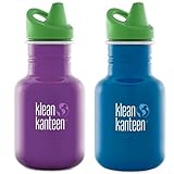 Kid Kanteenステンレススチールウォーターボトル、12オンスSippyキャップ( Sugar Plum / Sky Diver )