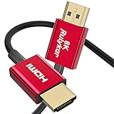 HDMI 8k ケーブル 0.5m HDMI 2.1 スリム(直径3.6mm) 8K@60Hz 4K@120Hz HDMI ケーブル ハイスピード PS5/4,Xbox, Nintendo Switch,Apple TVなど適用 48Gbps超高速4320P UHD HDR/eARC/HDCP/3D対応 (0.5メートル, 黒色)