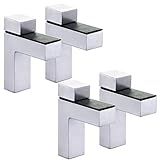 Bestgle 4本ガラス棚クランプ ステンレス亜鉛合金棚ブラケット調節可能 Ｆ字型 ガラスシェルフクランプ 建築金具棚受 ガラスクリップ ガラスシェルフクランプ 壁掛け式 ガラス棚板ブラケット 壁掛け 長方形 亜鉛合金製 ポリッシュ仕上げ バスルーム 固定