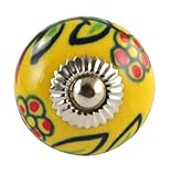 Set of 2 Yellow & Green hand painted ceramic pumpkin knobs cabinet drawer handles pulls