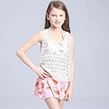 S&C Live 水着 ビキニーセパレート　トップス＋スカート＋カバー3点セット　キッズ　子供 　女の子 　ガールズ　トップス＋ビキニスカート+カバー3点セット　水着　可愛いデザート柄　ピンク/グリー