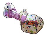 Purple Kids Play Tent Tunnel & Ball Pit w/ Basketball Hoop - Beautiful 3pc Premium Pop Up Set Boys a