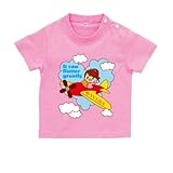 BabyChips 飛行機と女の子(名入れ半袖ベビーTシャツ) 140 ピンク