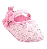 ベビーボーイズガールズちょう結びの布花の柔らかいソールベビーベッドシューズまず靴0-18ヶ月 (6-12ヶ月, ピンク)