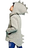 Plus Nao(プラスナオ) ジップアップパーカー フード付き 恐竜 ゴジラ トップス アウター 長袖 子供服 男の子 女の子 男児 女児 キッズ ギザ グレー 110