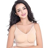 LUERME 授乳用 ブラジャー マタニティブラ 授乳ブラ 下着 妊娠中 産前 産後　ノンワイヤー スポーツ用　綿 (XL, 肌色)