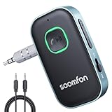 Aux Bluetooth 5.4トランスミッター & レシーバー - SOOMFON 2-in-1 ブルートゥース 送信機 受信機 3.5mm イヤホンジャッ搭載、8時間再生 ハンズフリー通話 テレビ、スピーカー、カーステレオに最適