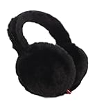Oche 音楽が聴ける イヤーマフ ふわふわ ヘッドホン ヘッドフォン 耳あて (ブラック)