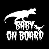 恐竜 BABY ON BOARD カッティング ステッカー ホワイト 白