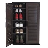 家具の赤や ルーバー扉シューズボックス ブラウン