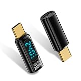 Duttek USB Type-c 変換アダプタ 240W PD USB C オスメスUSB C 変換アダプタアダプター デジタルディスプレイ 40Gbps Type C パワーメーターテスター 電圧対応 電流 パワースマートLEDディスプレイ (2パック)