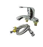 BENQUE 蛇口 レバー 洗面台 キッチン 混合 水栓 シングル 水道 冷 温 切り替え 手洗い (丸レバー+取付けホース)