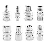 Fenteer ステンレススチール製　クイック　リリース　カプラ　コネクタ　エア　ライン　ホース　カップリング　コンプレッサー　PF20 　5個　セット