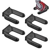 UFURMATE チェアホイールストッパー, 4個 プラスチック家具コースター ホイールストッパー リフトなし家具ホイールストッパー 滑り止め家具キャスターパッド 椅子 ソファ家電用 (ブラック)