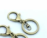 ハンドメイド キーホルダー 金具 キーリング カン付き ワンタッチ リング パーツ DIY 10個セット (アンティークゴールド)