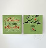 Bless This Home & All Who Enter Quote – フローラルMumsキャンバス祝い壁装飾 – Memorable記念日ギフトアートワーク – デザイナーから選択色サイズ 