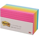 ポストイット 付箋 罫線入り ノート大 ネオンカラー 75×127mm 100枚×5パッド 635-5AN