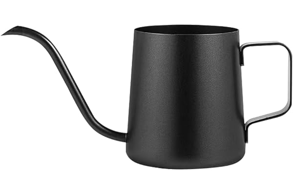 コーヒードリップポット 350ML 細口ポット ブラック | 吊り下げ式| 耳付きデザイン| ハンドドリップ用| アウトドアにも最適