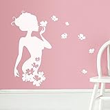 MLM 58.7 " × 42.1 "優雅Lady花の子ルンルン防水取り外し可能な壁のステッカーホームデカール装飾寝室