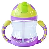 Lovoski ベビー　ボトル　ストローカップ　水ボトル　ハンドル　 両手マグ　6ヵ月以上　全4色 - 紫