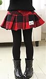 子ども服 プリーツスカート 女の子 オシャレ 白 赤 チェック柄 冬季 (150ｃｍ, 赤)