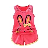 Cutelove 子供服 Tシャツ タンクトップ Tシャツ＆パンツ 上下セット ウサギ柄 ショートパンツ 袖なし 女の子 ベビー 可愛い 夏