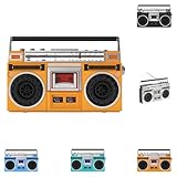 Aoccqkfレトロ調ポータブルラジカセ CD・カセット・Bluetooth対応 AM/FMラジオ 多機能オーディオプレーヤー (オレンジ色)