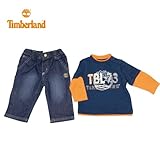 Timberland***ティンバーランド・キッズ/切り替えロングTシャツ デニム 上下セット***ネイビー***